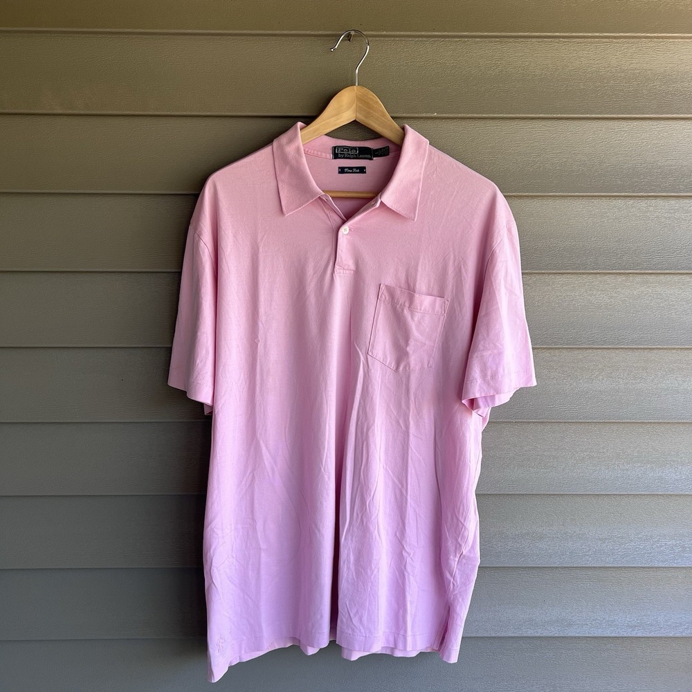 Polo Ralph Lauren Prima Lisle Polo Shirt Mens L Pink Pony Pocket Short Sleeve